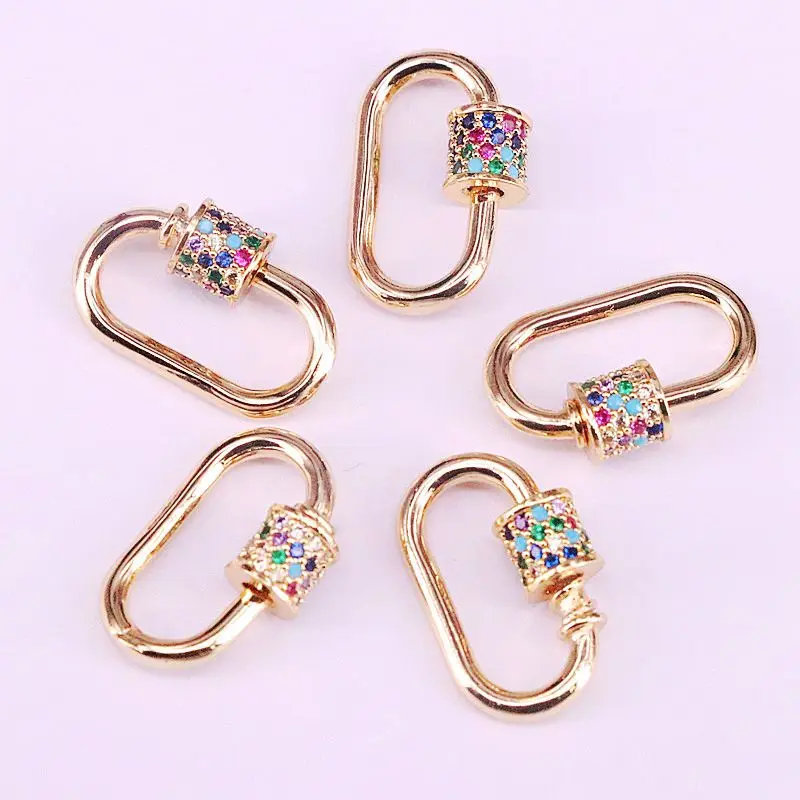 

5Pcs, Colorful CZ Micro Pave Oval Clasps, Gold Color Oval shape Clasp, Jewelry Findings