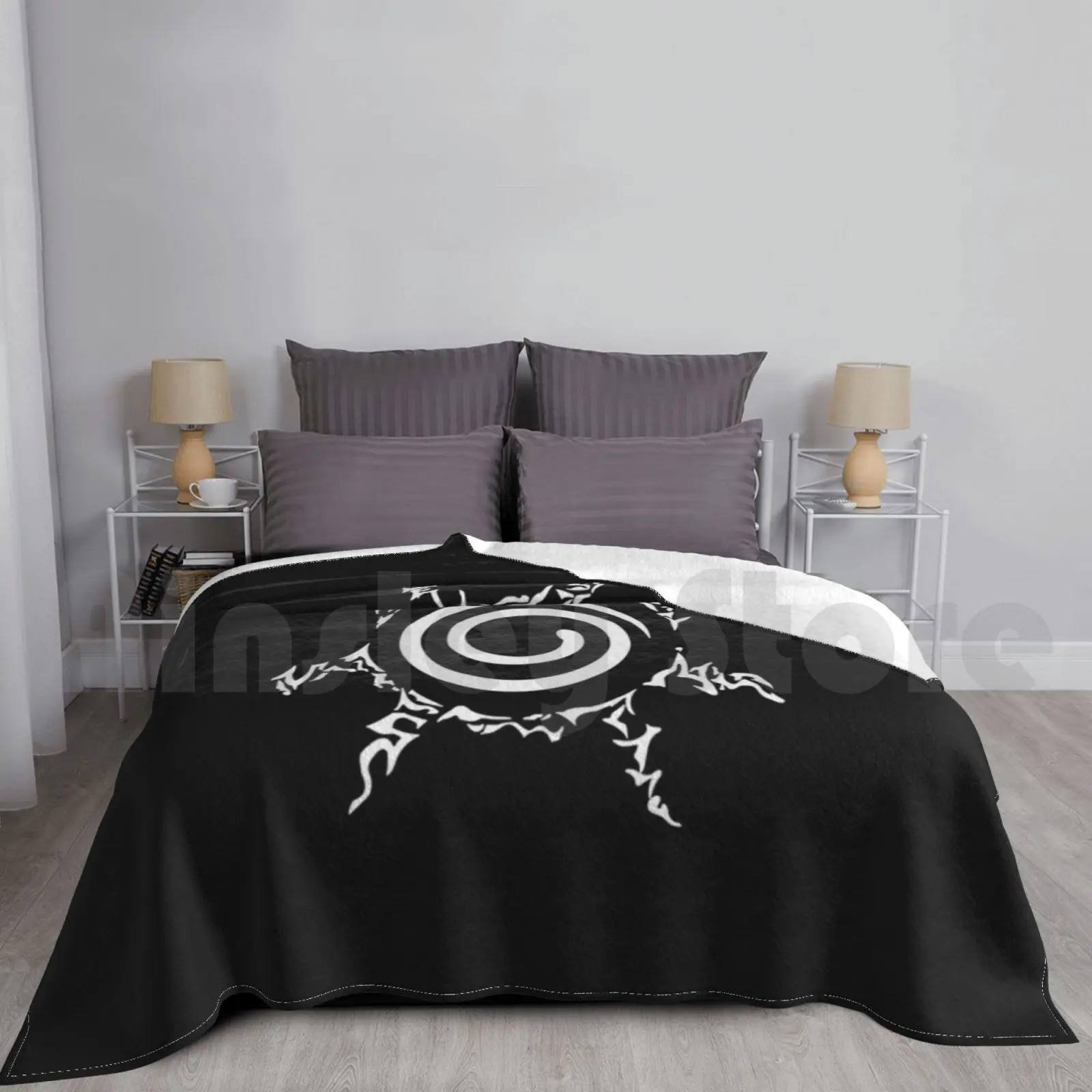 Manta blanca con sello de Kyubi para sofá cama, viaje, estampado de Kyubi, Boruto Shippuden, manga de Anime, Sasuke Kurama