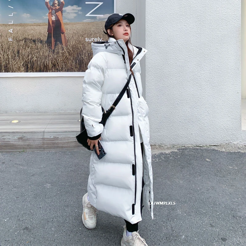 2022 New Fashion Loose Black/white waterproof long Jackets Winter women Thick Warm Down cotton Coats Parkas Female Overcoat M491