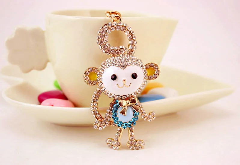 XDPQQ Animal Series Monkey Keychain Metal Rhinestone Fashion Female Bag Pendant Holiday Gift Keyring