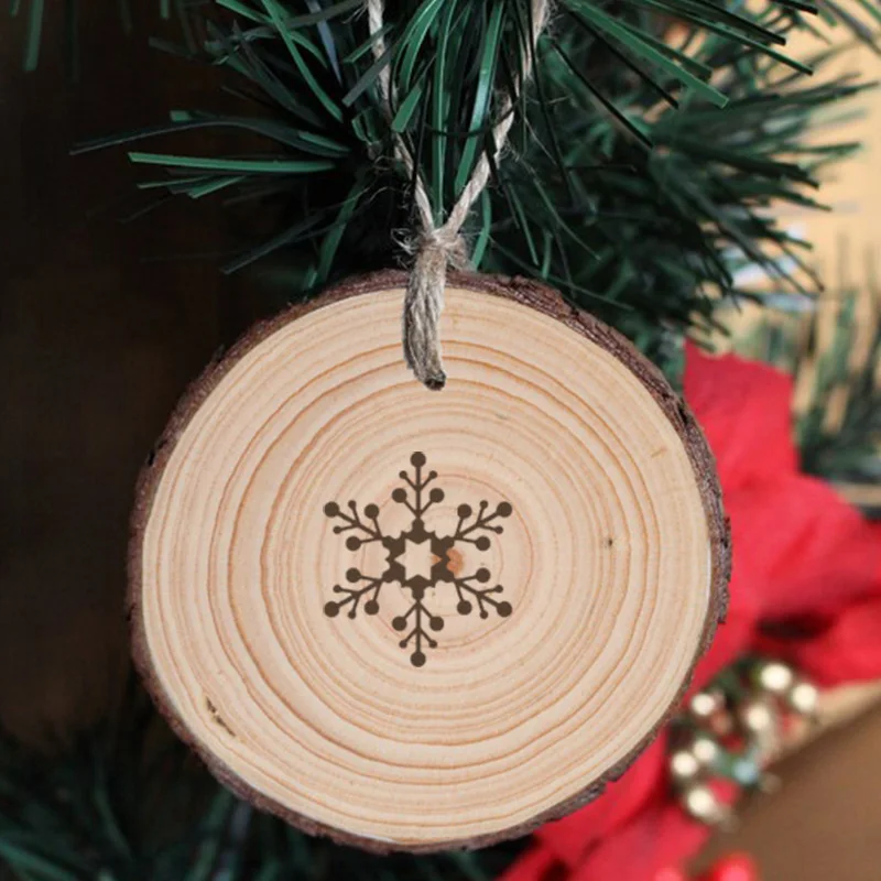 

Christmas Ornament Let It Snow Christmas Decorations 2021 Merry Christmas Wood Round Peace, Love, Joy Home Decoration