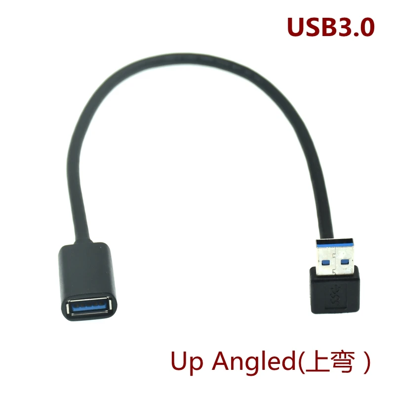 5gbps usb 3.0 um macho para fêmea 90 cabo de extensão angular adaptador usb3.0 macho para fêmea direita/esquerda/para baixo/acima cabo de cabo preto 30cm