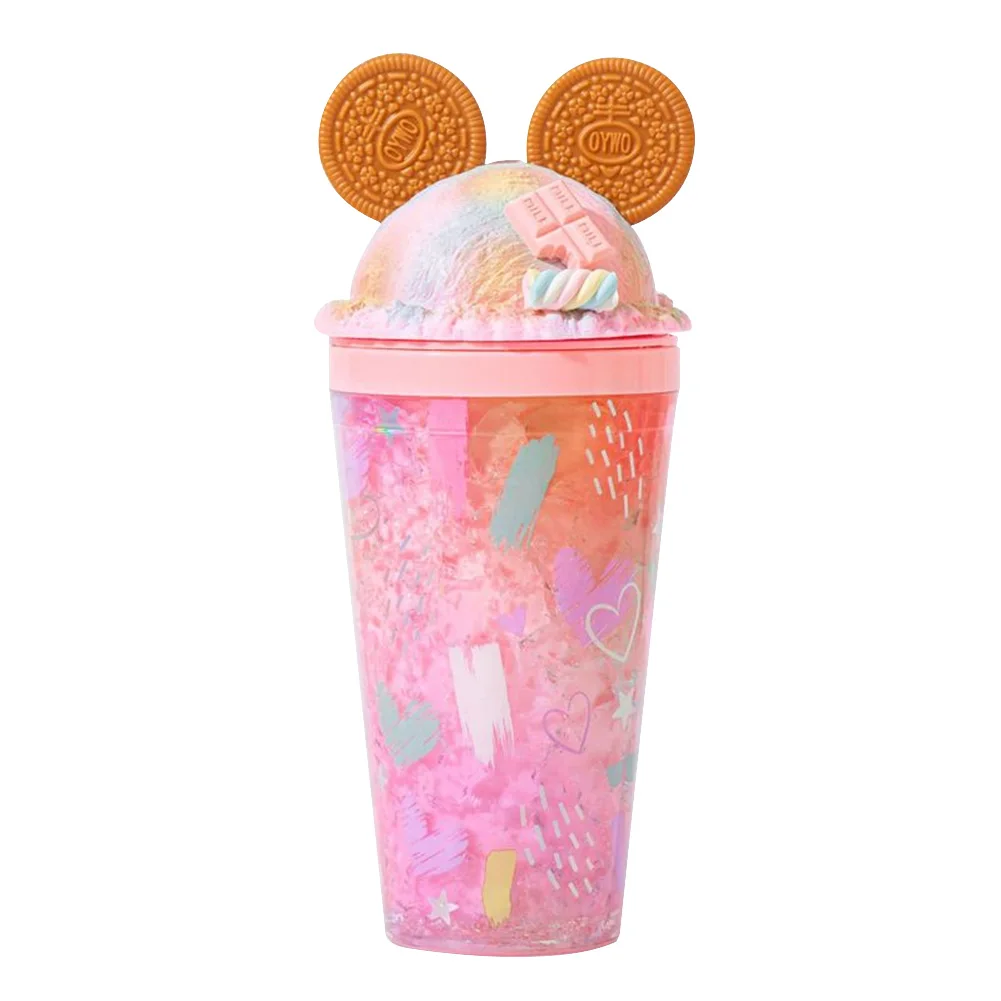 450ml Summer Ice Cup Double Layer Cold Storage Cup Girl Ice Storage Container Creative Modeling Crushed Ice Cup Water Container