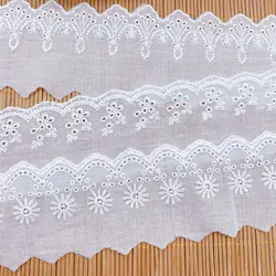 5Y White Beige Dress Clothes Sewing Collar Trim Handmade DIY Lace Material Cotton Embroidered Flowers Lace Guipure Ribbon Lace