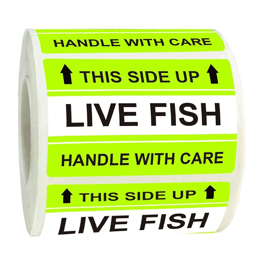 Fluorescent Live Fish Stickers Please Handle with Love Labels 2 X 3 Inch Shipping Stickers 250 Adhesive Labels