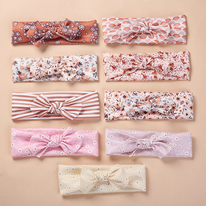 36pc/lot Floral Prints Hair Bow Headband Baby Knotbow Head wraps Cotton Fabric Elastic Hair Bands DIY Hair Accessories For Girls