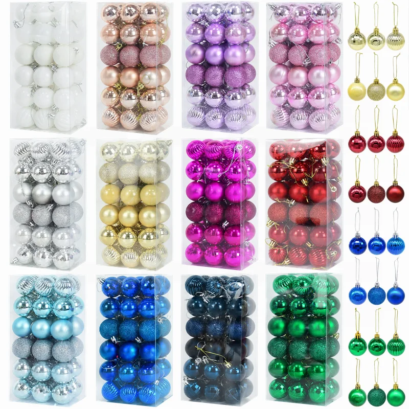 

36pcs/set Christmas Balls Xmas Tree Ornament Glitter Bauble Ball Christmas Navidad New Year Home Hanging Tree Pendant Decoration