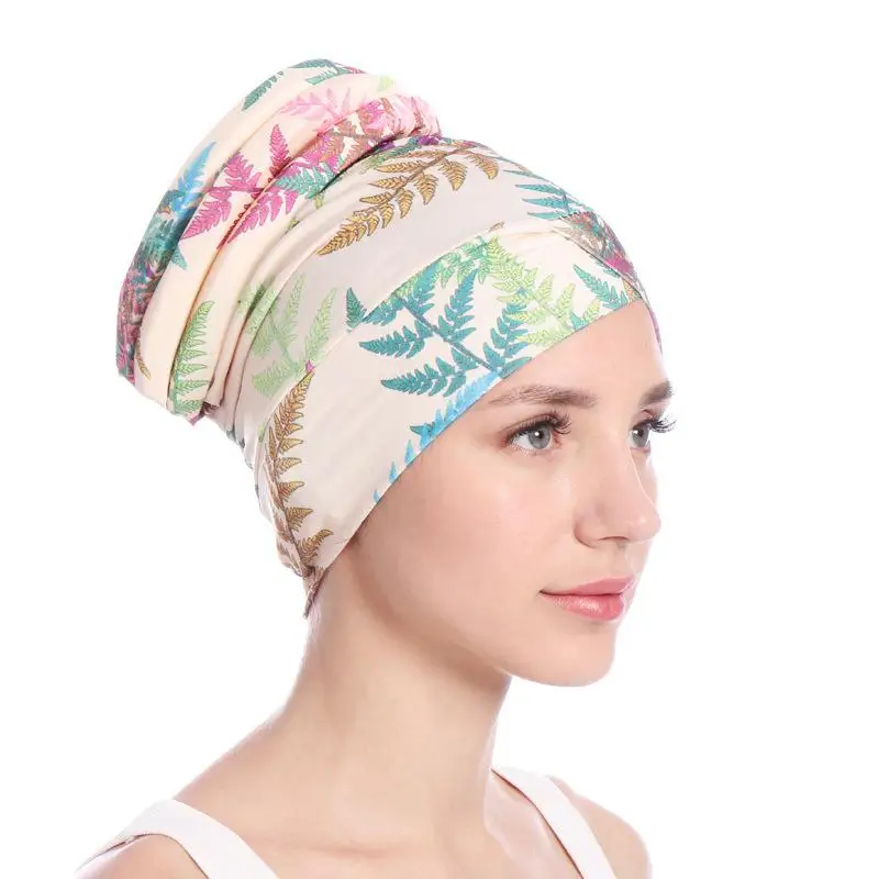 Indian Turban Women Flower Printed Hair Loss Cover Cancer Chemo Cap Muslim Hat Headscarf Beanie Bonnet Headwear Islamic Fashion