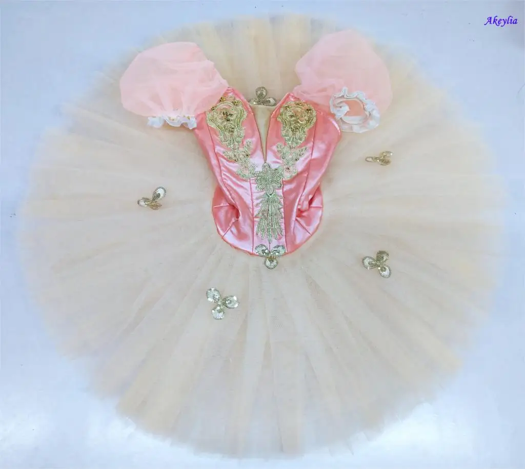 

Профессиональная балетная пачка персикового цвета для девочек, розовая классическая балетная пачка, сценический костюм для девочек, танцевальная одежда YAGP для соревнований