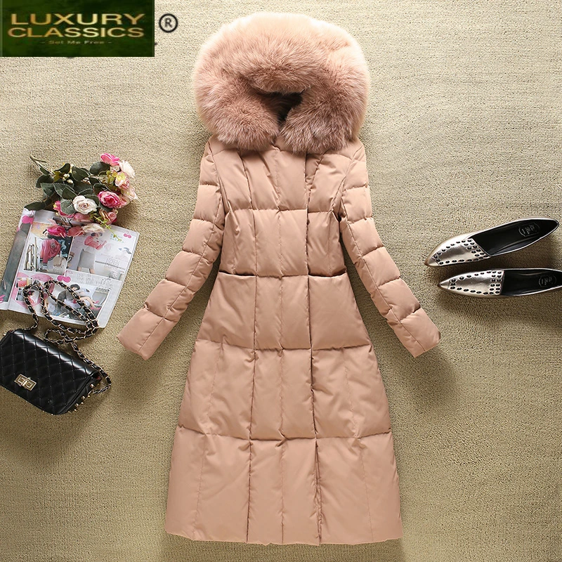 

Duck White Elegant 90% Down Jacket + Large Fox Fur Women Clothes 2021 Korean Thick Long Winter Coat Female Hiver YRF-9896