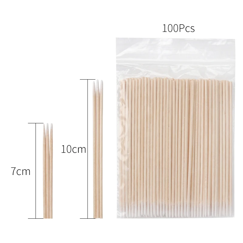 Disposable Ultra-small Cotton Swab Lint Free Micro Brushes Wood Cotton Buds Swabs Eyelash Extension Glue Removing Tools