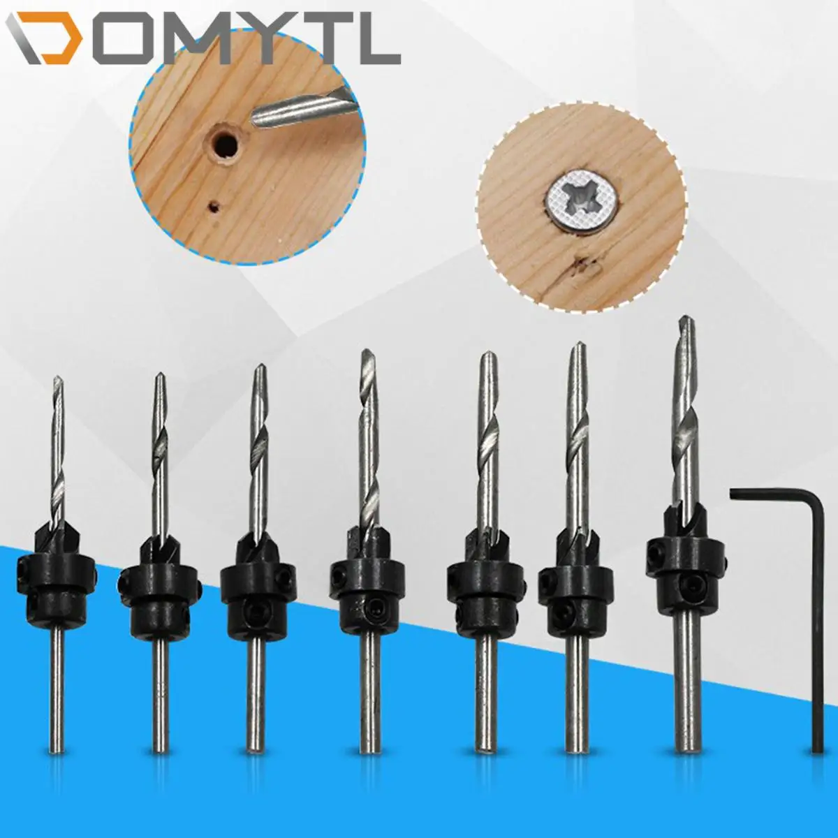 7 pcs Drill Bit Set Tampered Drill Wood Screw Drills Stop Collar Woodworking Countersinks Drills Bits 5/6/7/8/9/10/12mm