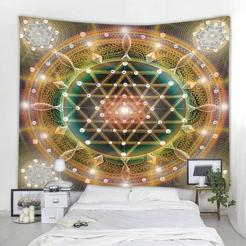 Tapiz de decoración de astrología de brujería colgante de Mandala, tapiz Hippie bohemio, tapiz de dormitorio