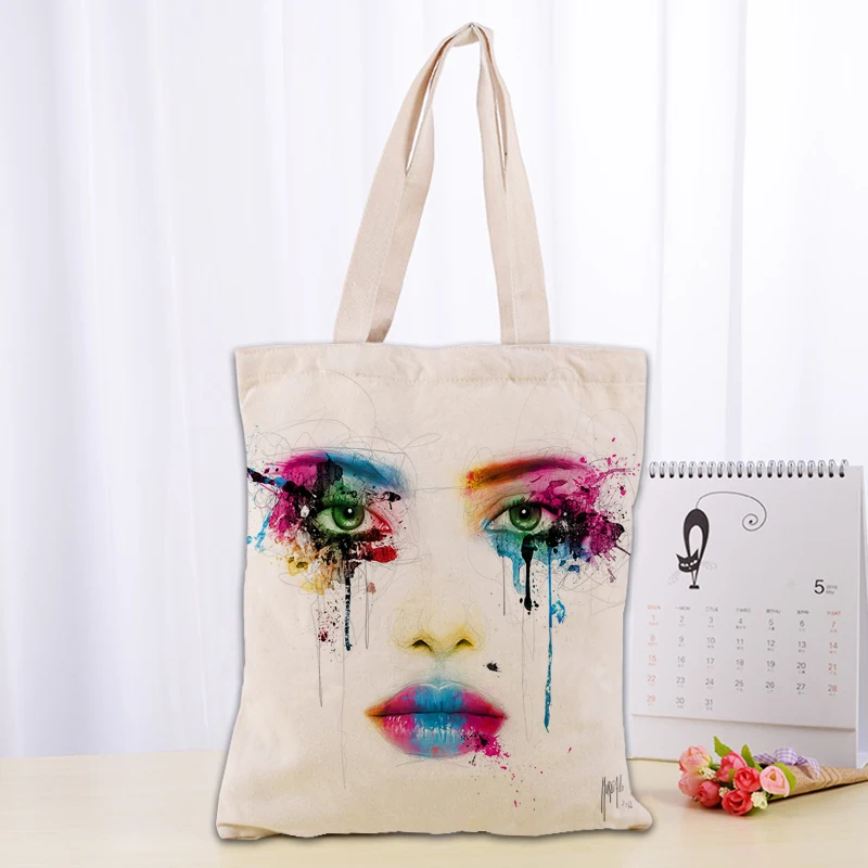 Custom colorful paintings by patrice murciano Canvas Tote Bag Fashion Durable Cotton Linen Handbag Printed Shopping Bags