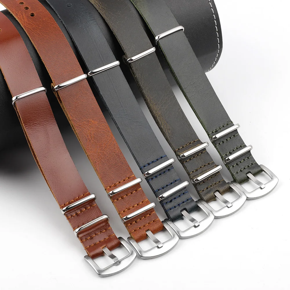 Genuine Leather Watch Strap 18mm 20mm 22mm 24mm Watch Band Burst Crack Men Wristband Bracelet Replacement Watch Accessories