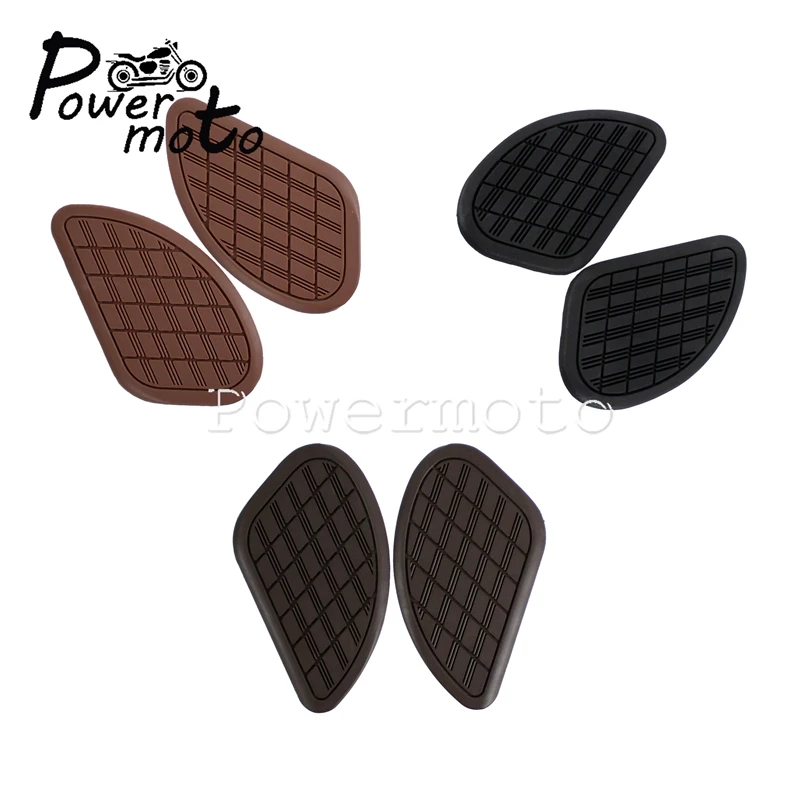 Black Brown Rubber Gas Tank Knee Pad Fuel Tank Side Gripper Pads Sticker Protector For Honda Suzuki BMW Cafe Racer Scrambler