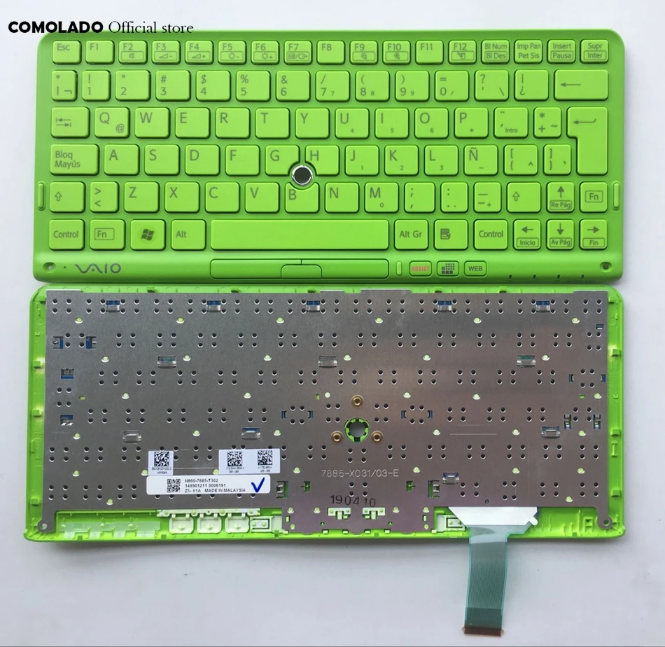 

LA Latin Keyboard For SONY VPC P11 Series P119 P119JC P118 P115 Green With Frame Laptop Keyboard LA Layout