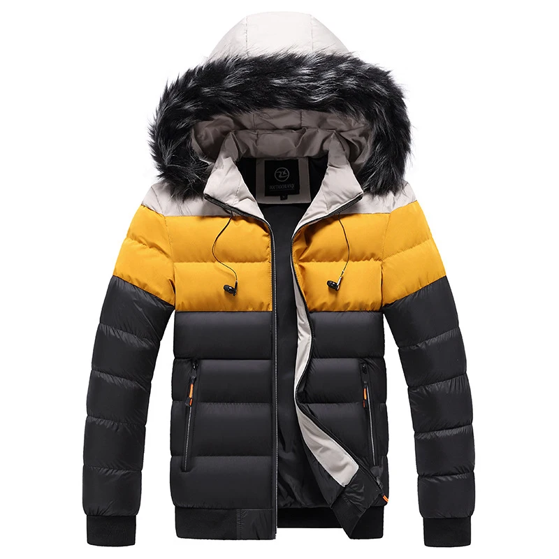 DIMUSI Winter Men\'s Thick Warm Jackets Men Fur Collar Parkas Windbreaker Hooded Coats Casual Outwear Thermal Jacket Man Clothing