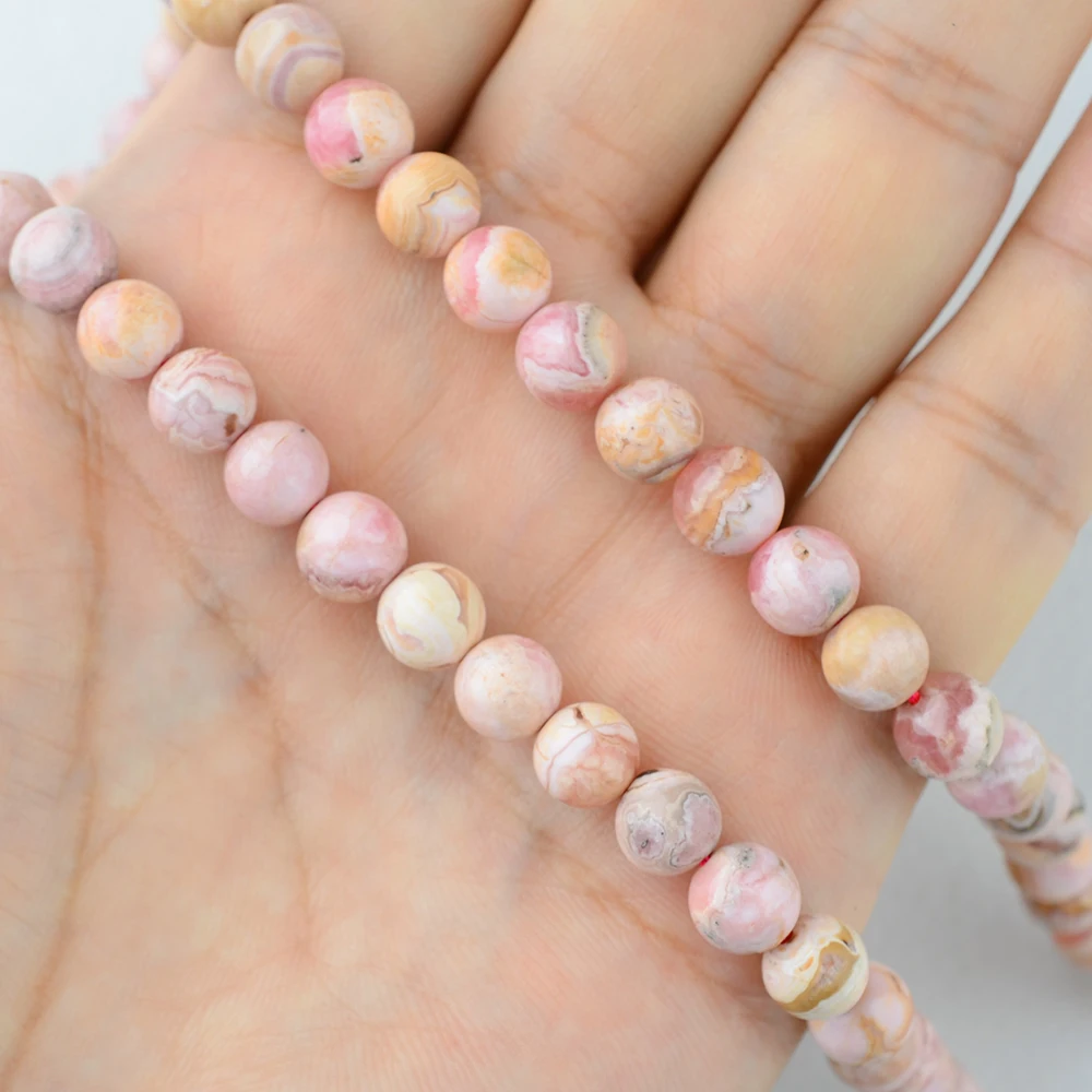 Natural 7mm-12mm Rhodochrosite Smooth Round Loose Beads For Jewelry Making Design