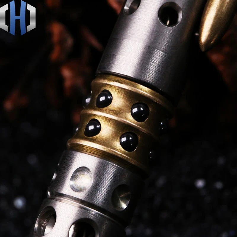 Hole Tactical Pen Titanium+Brass Bolt Outdoor Broken Window Self-defense Pen Multi-function Personality EDC Pen