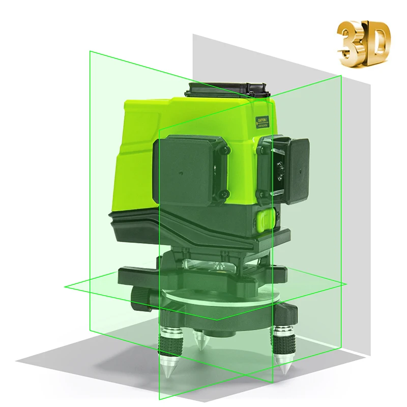 CLUBIONA 12 Lines Green Beam 360 Rotary Self-leveling Laser Level 3d Horizontal&Vertical Cross Line Leveler With Wireless Remote