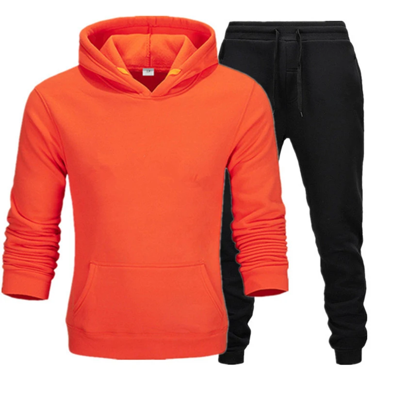 winter hoodies suits men fashion Fleece red hoodie black Brand pants Casual Jogger suit tracksuit sweatshirt woman pullover