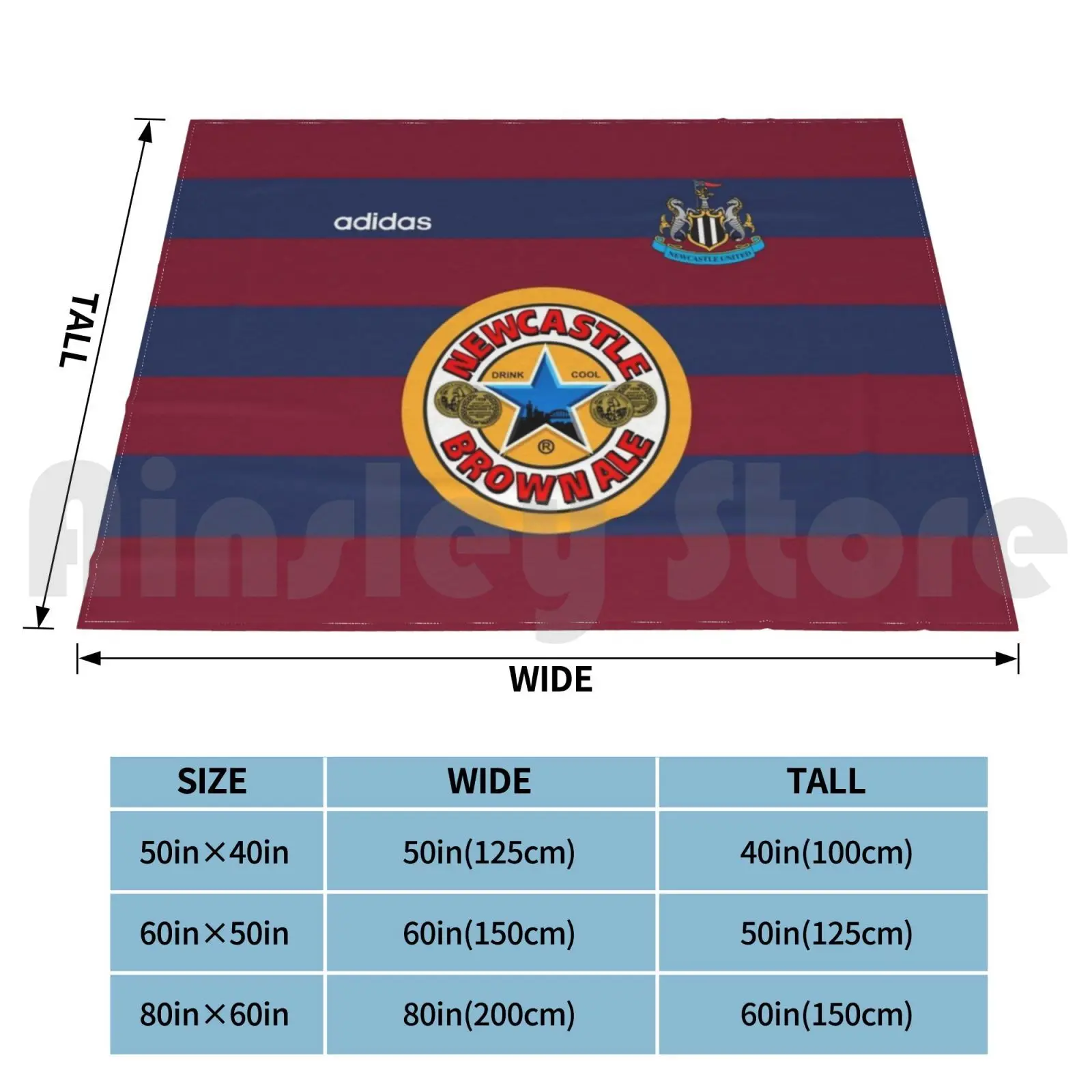 1996 Retro 'brown Ale' Away Shirt Print Blanket For Sofa Bed Travel Newcaslte Brown Ale Alan