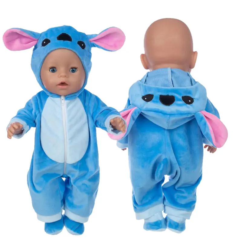 New Winter Plush Jumpsuits For 43cm Born Baby Doll 17inch Unicorn Doll Clothes And Accessories