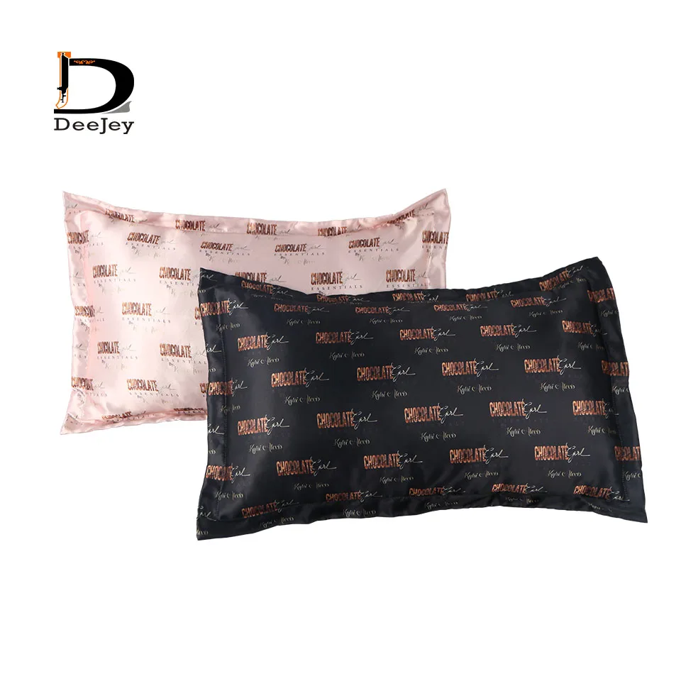 Custom all over repeating Logo Printing Satin Sublimation Pillow Case Cover Set Natural Soft Blindfold for sleeping 50*75cm