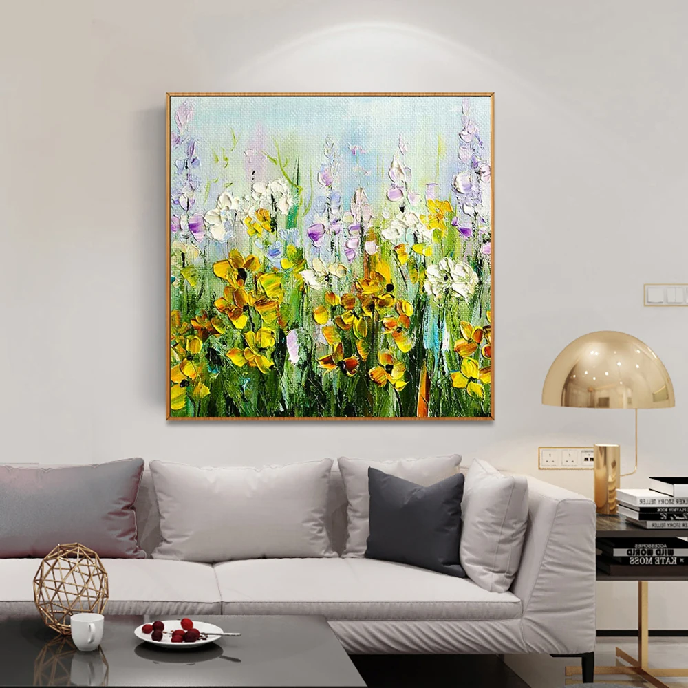 Handmade 3D Flower Knife Oil Painting Canvas Wall Art Picture Decoration Hand Painted Home Interior Decoration Paintings WUUART