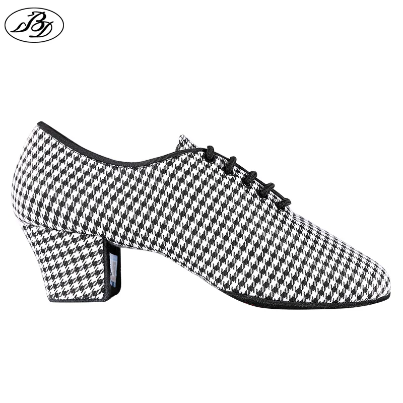 2019 Sneakers Women Dance Shoes BD Latin Dance  Standard Dancing Houndstooth pattern Silver Ladies Teaching Shoes