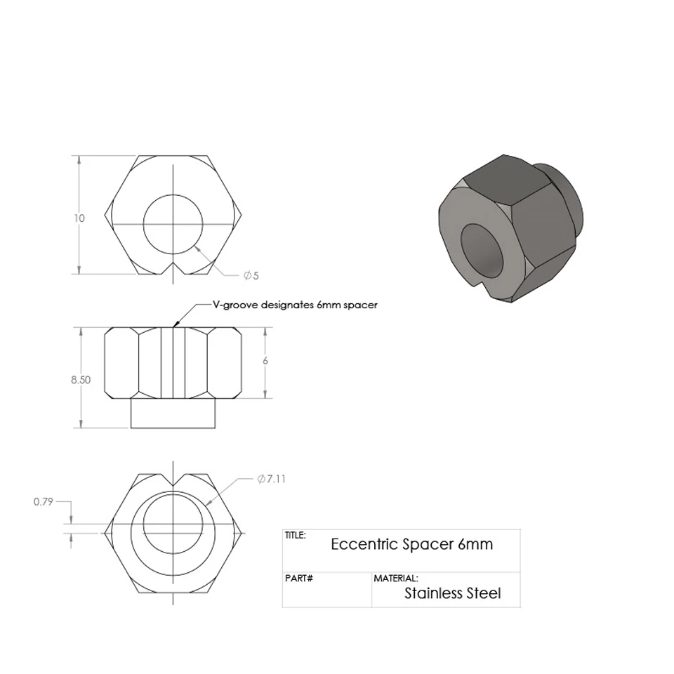 10pcs 6mm Eccentric Spacer apply V-Slot rail V-Wheels for Reprap 3D printer OX/Shapeoko CNC DIY parts print printed 4