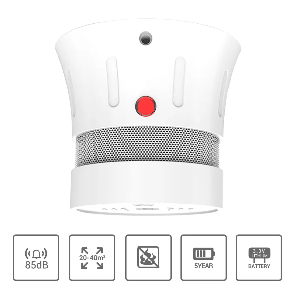 CPVAN Mini duman dedektörü CE EN14604 duman alarmı ev güvenlik sistemi için 5 yıl pil bağımsız fotoelektrik duman sensörü