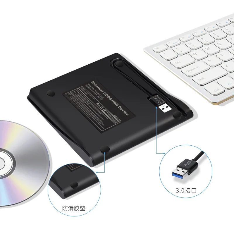 USB 3.0 Slim Eksternal DVD RW CD Writer Drive Burner Reader Player Optical Drive untuk Laptop PC Dvd Burner Dvd Portatil