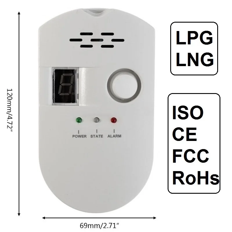 Gás Analyzer Detector De Gás Combustível De Cozinha Vazamento De Gás Natureza Localização Determinar Tester Luz Som Alarme Tela De Aviso Hotel