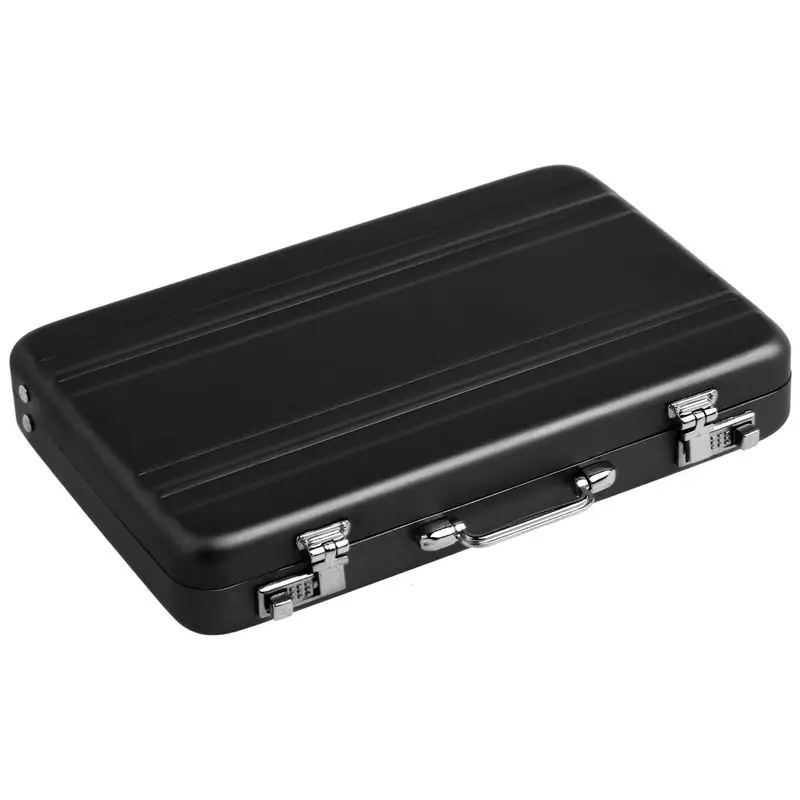 Aluminum password box Card Case Mini suitcase Password briefcase  Black