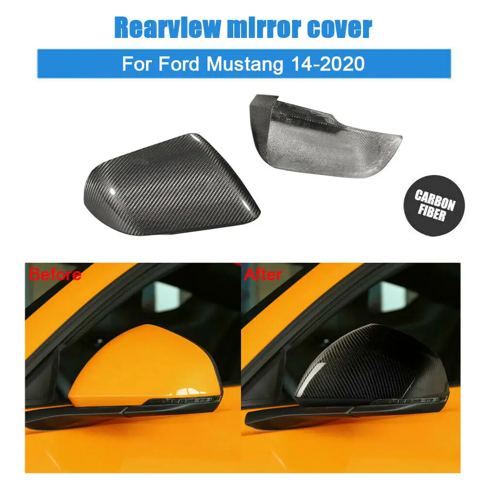 

Dry Carbon Mirror Cover For Ford Mustang RearView Mirror Cover with Tuning Light Europe & America Model 2014 2015 2016 2017 2018