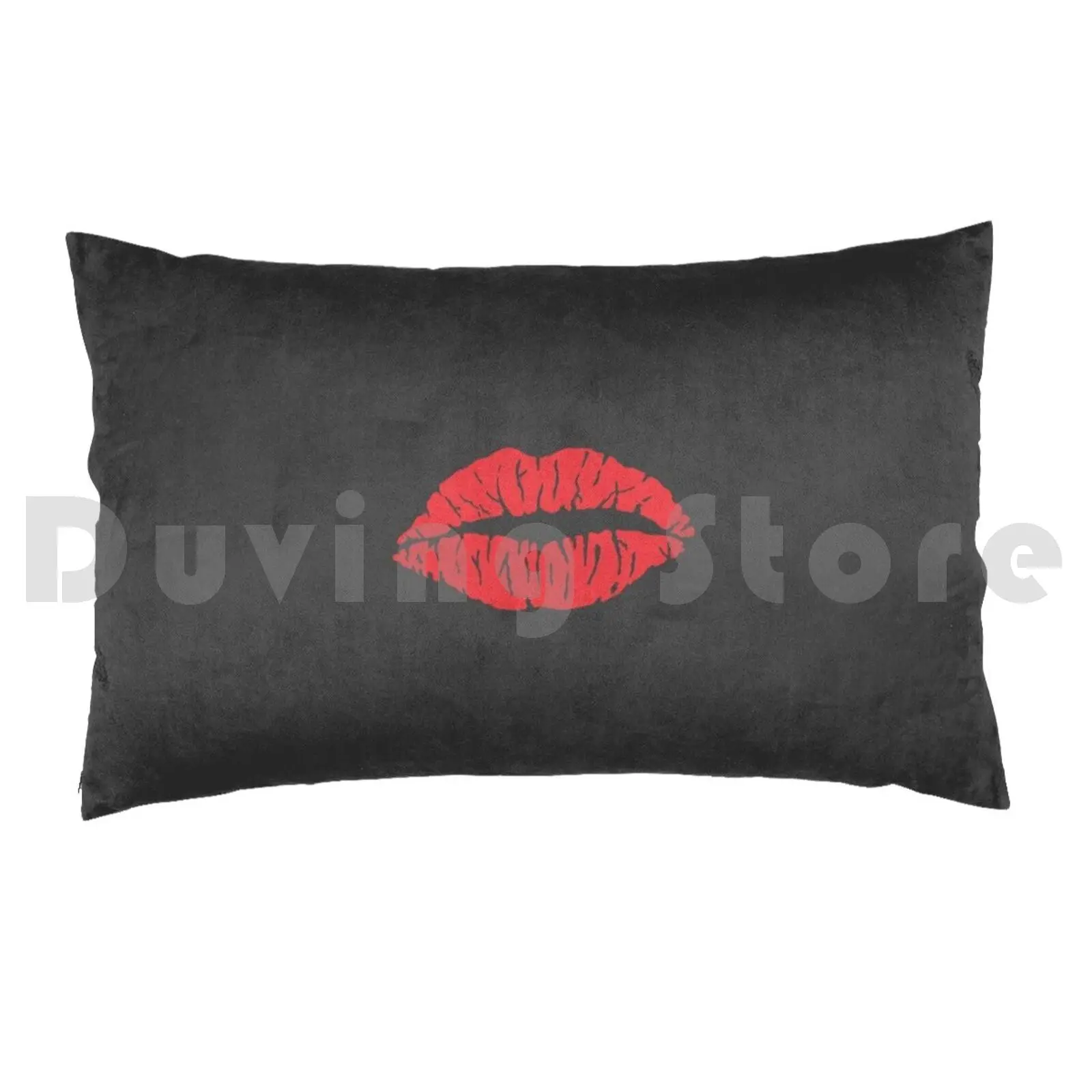 Pillow Case Red Lips With Lipstick , With Lips On It Stylish Breathable Washable Women Cute Print