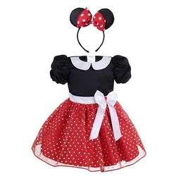 Summer Fancy Kids Dresses For Girls Minni Mouse Polka Dot Princess Dress Halloween Cosplay Costume Girl Casual Cartoon Vestido