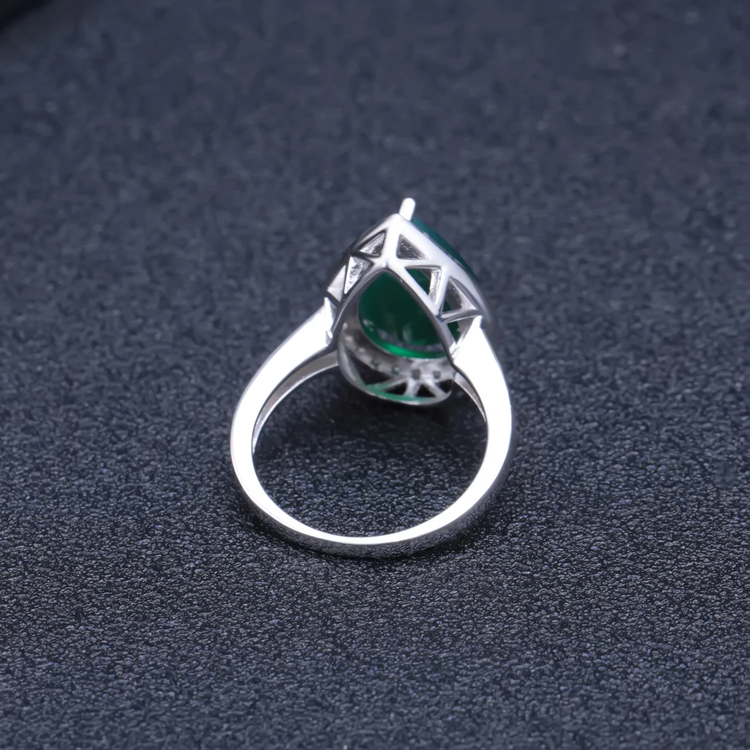 GEM'S BALLET Natural Green Agate Gemstone Ring 100% 925 Sterling Silver Vintage Water Drop Shape Ring for Women Fine Jewelry