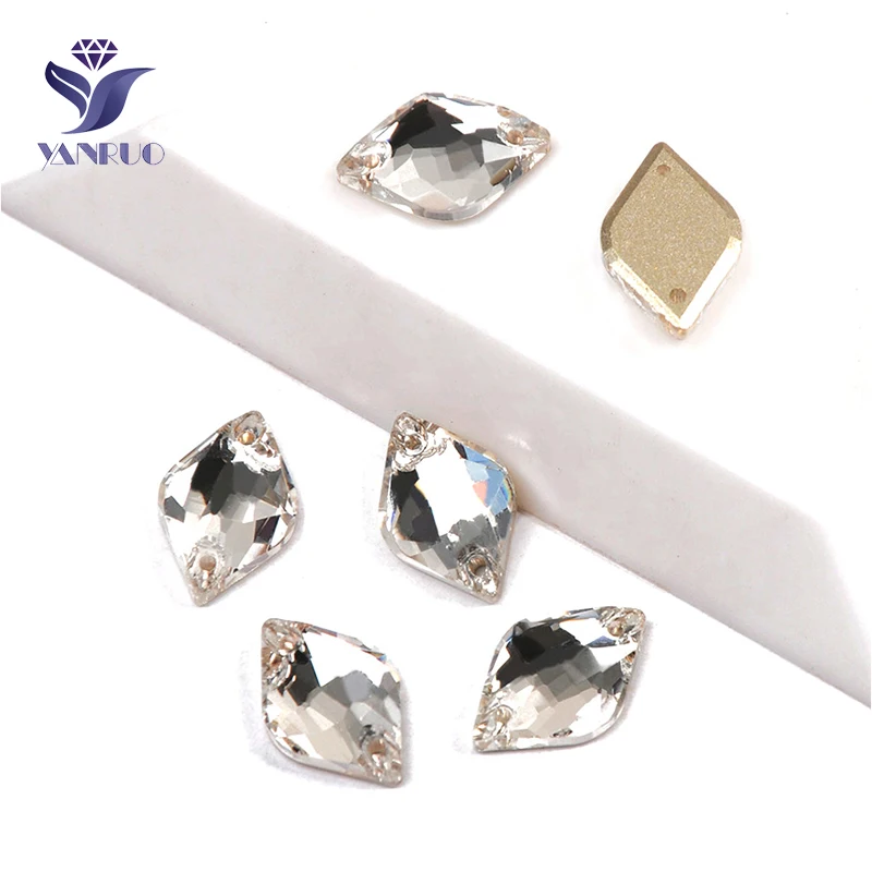 YANRUO 3211 Tutte le dimensioni Cristallo Trasparente Limone Strass con retro piatto Cucire su vetro Strass Artigianato Gemme Pietre cucite per la