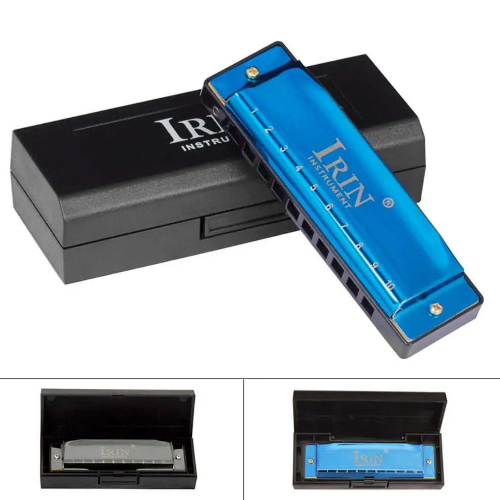 

Harmonica 10 Hole 20 ToneC Resin Frets Blues Harmonica Mouth Organ Woodwind Instruments Blue Black Optional