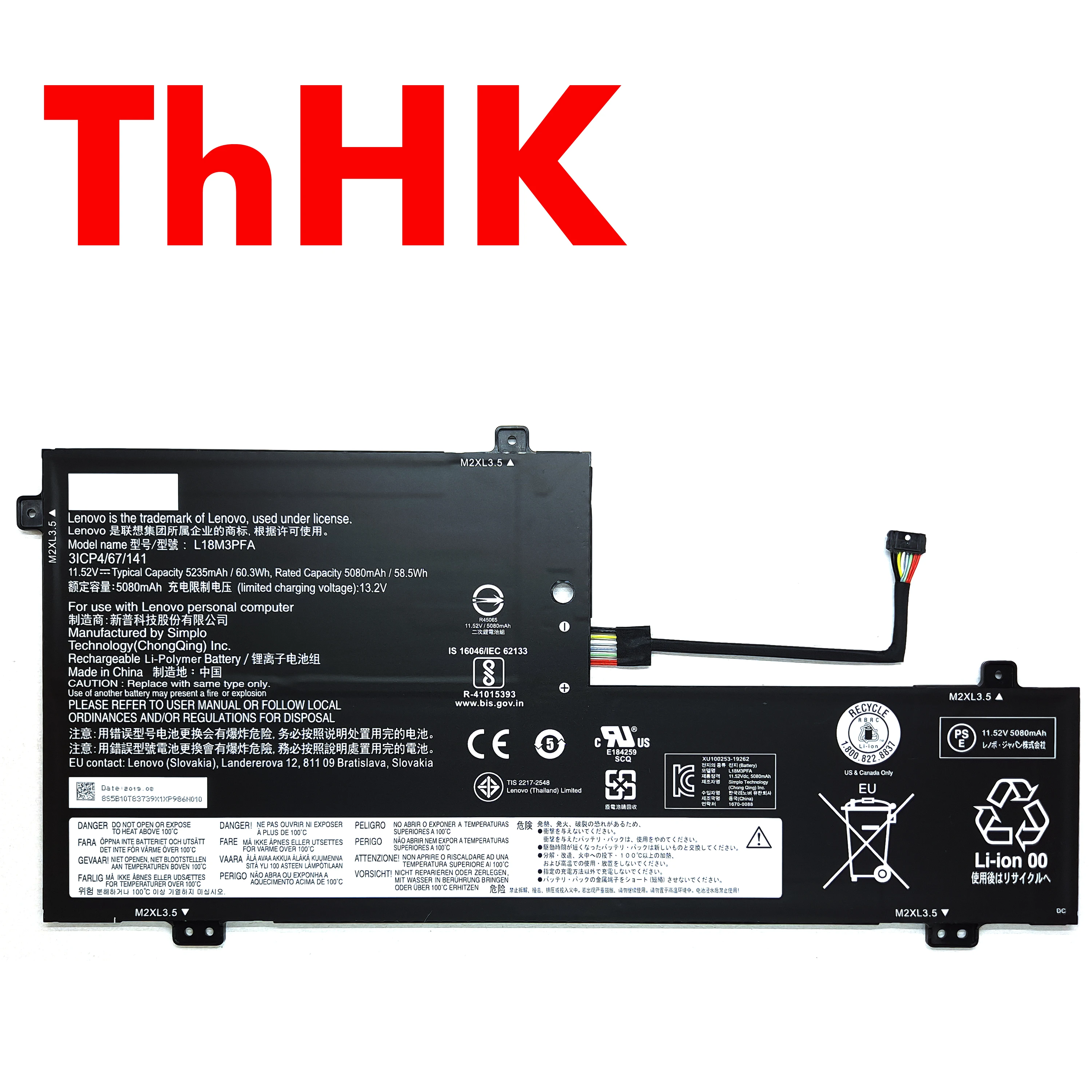 Genuine Original 60.3Wh L18D3PF2 L18M3PFA 5B10T83739 Battery For Lenovo Yoga C740-15IML Yoga C740-15
