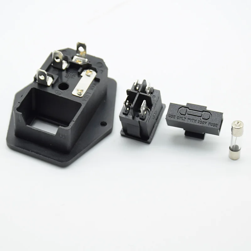 Interruptor basculante de potencia IEC 3 pines 320 C14, toma de corriente de entrada, enchufe de conector 16A 250V con fusible 10A, rojo y verde, 1