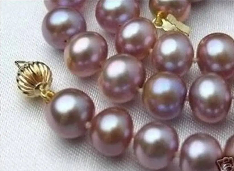 

FREE shipping Fashion jewelry 8-9mm Pink Purple Akoya Cultured Pearl Necklace 17"