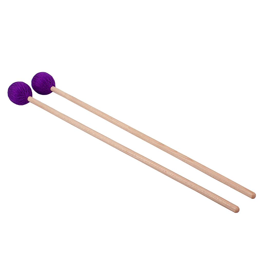 Pack of 2 Soft Purple Wool Head Marimba Timpani Mallet Rods Maple Handle, 43cm