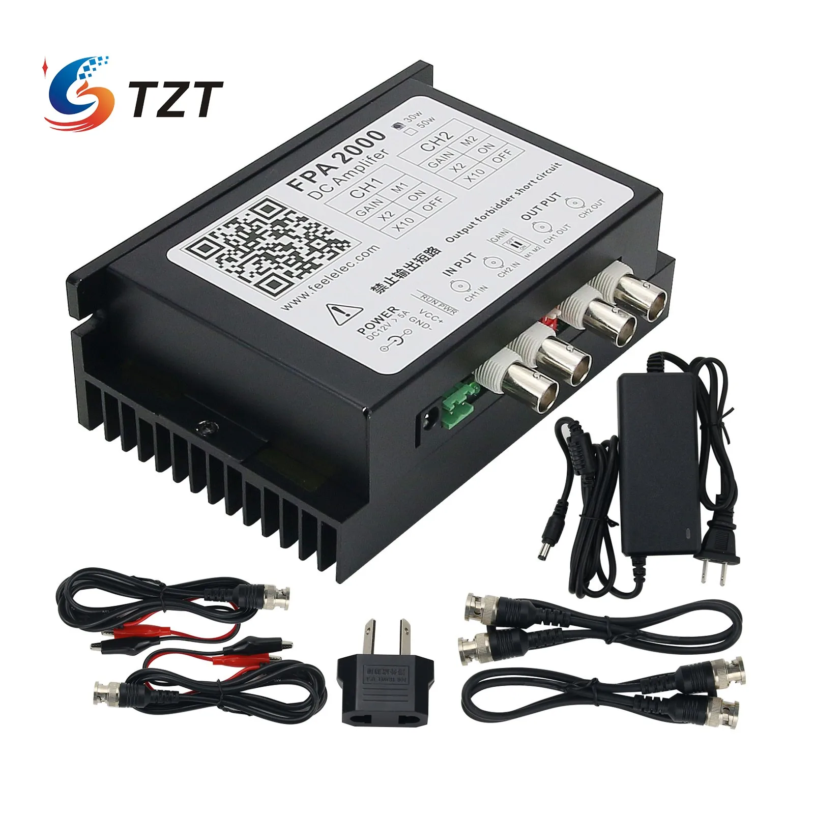 TZT High Power Amplifier Signal Generator Dual Channel DC Amplifier Drive Coil Vibrator FPA2000-30W/50W