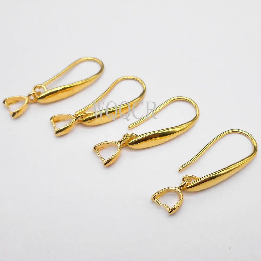 10PCS 18K Gold Smooth Irregular Circle Surface Women's Matte Ear Hook Earrings Blank Base DIY Jewelry Making Result Accessory