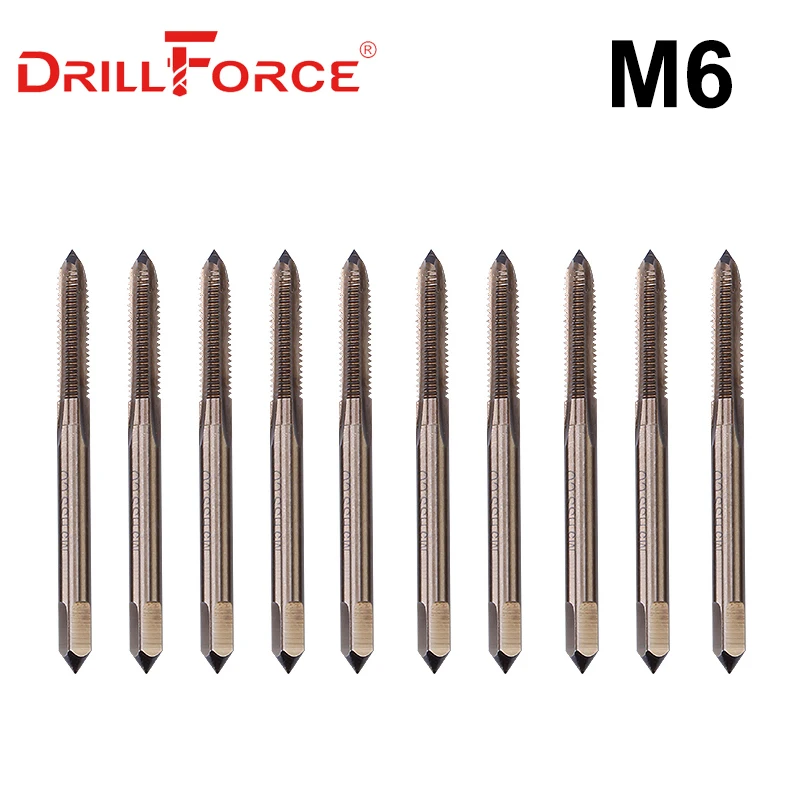 Drillforce 10PCS M2-M12 Cobalt Screw Tap Drill Bits HSSCO Machine Taps For Metal Stainless Steel(M2 M2.5 M3 M4 M5 M6 M8 M10 M12)