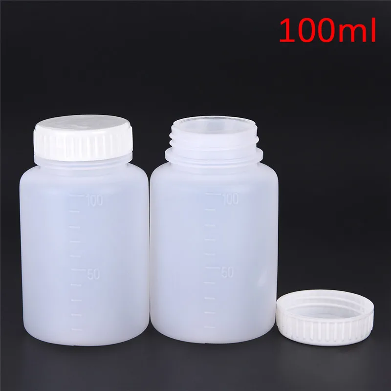 2 Pcs 100ml Clear Plastic Cylinder Shaped Chemical Storage Reagent Bottle New